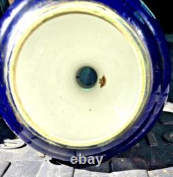 Lampe Porcelaine Bleue Cobalt Salamandre Bronze Napoleon III Oil Lamp Blue