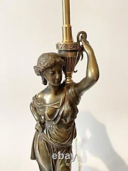 Lampe Sephora caryatid XIXe Napoleon III cariatide Bronze Lamp canephore amphore