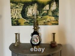 Lampe à pétrole Napoléon III en porcelaine et bronze, Valentine Bayeux