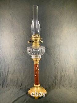 Lampe à pétrole à colonne en marbre et bronze, oil lamp
