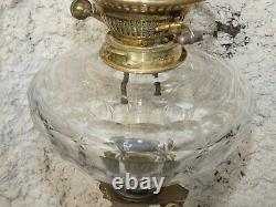 Lampe à pétrole d'époque Napoléon III 19e siècle en onyx, bronze doré et crista