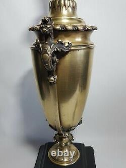 Lampe ancienne bronze Napoléon III chimère satire ébonite