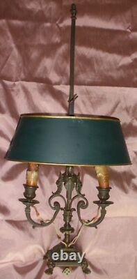 Lampe bouillotte Napoléon III Bronze & tôle peinte Mascaron tête & patte de lion