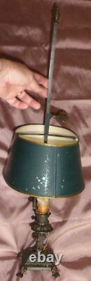Lampe bouillotte Napoléon III Bronze & tôle peinte Mascaron tête & patte de lion