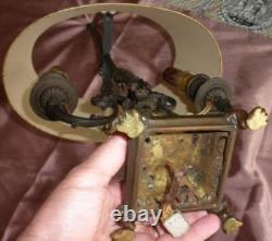 Lampe bouillotte Napoléon III Bronze & tôle peinte Mascaron tête & patte de lion