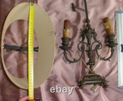 Lampe bouillotte Napoléon III Bronze & tôle peinte Mascaron tête & patte de lion