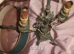 Lampe bouillotte Napoléon III Bronze & tôle peinte Mascaron tête & patte de lion