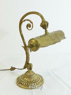 Lampe de Bureau ancienne en bronze et laiton vers 1900