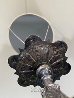 Lampe en bronze argenté XIXe pieds griffes Napoléon III H5290