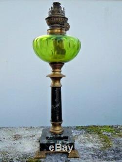 Lampe pétrole cristal taillé marbre bronze d'époque Napoleon III 19ème