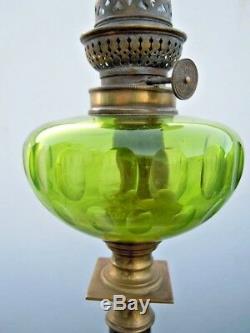 Lampe pétrole cristal taillé marbre bronze d'époque Napoleon III 19ème