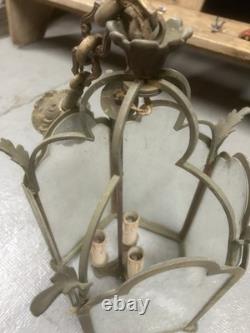 Lanterne Bronze Doré Style Louis XV Ancien Lustre Napoléon III XIXeme