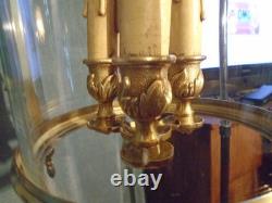 Lanterne de vestibule en bronze doré Napoléon III, vers 1870 Verres bombés