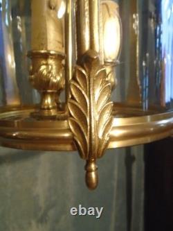 Lanterne de vestibule en bronze doré Napoléon III, vers 1870 Verres bombés