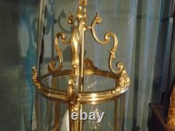 Lanterne de vestibule en bronze doré Napoléon III, vers 1870 Verres bombés