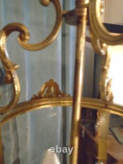 Lanterne de vestibule en bronze doré Napoléon III, vers 1870 Verres bombés