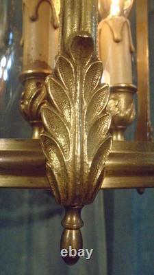 Lanterne de vestibule en bronze doré Napoléon III, vers 1870 Verres bombés