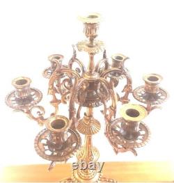 Large pair of gilt bronze candelabra 7 lights Napoleon III 19th century