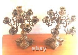 Large pair of gilt bronze candelabra 7 lights Napoleon III 19th century