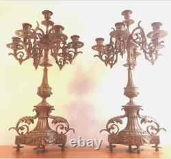 Large pair of gilt bronze candelabra 7 lights Napoleon III 19th century