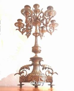 Large pair of gilt bronze candelabra 7 lights Napoleon III 19th century