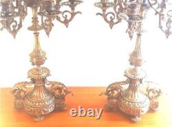 Large pair of gilt bronze candelabra 7 lights Napoleon III 19th century