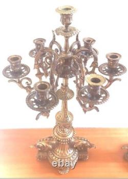 Large pair of gilt bronze candelabra 7 lights Napoleon III 19th century