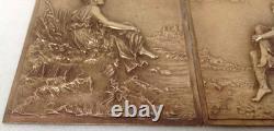 Léon Perzinka, 2 panneaux en Bronze Femmes Antiques XIXe