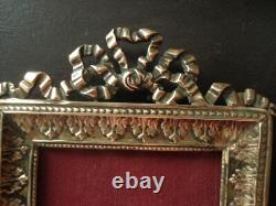 Lot 4 cadres porte-photo anciens bronze doré Napoléon III laurier noeud Louis XV