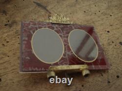Lot 4 cadres porte-photo anciens bronze doré Napoléon III laurier noeud Louis XV