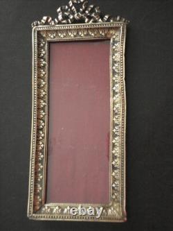 Lot 4 cadres porte-photo anciens bronze doré Napoléon III laurier noeud Louis XV