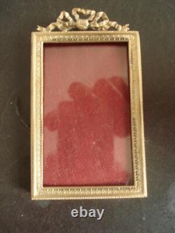 Lot 4 cadres porte-photo anciens bronze doré Napoléon III laurier noeud Louis XV