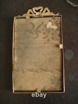 Lot 4 cadres porte-photo anciens bronze doré Napoléon III laurier noeud Louis XV