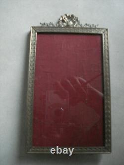 Lot 4 cadres porte-photo anciens bronze doré Napoléon III laurier noeud Louis XV