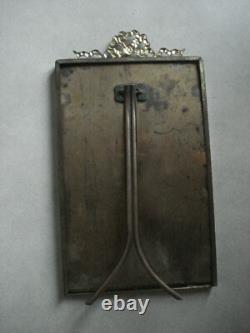 Lot 4 cadres porte-photo anciens bronze doré Napoléon III laurier noeud Louis XV