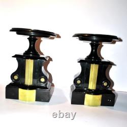 Lot de 2 Cassolettes Napoléon III Socle sellette notaire en marbre noir ancien