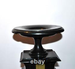 Lot de 2 Cassolettes Napoléon III Socle sellette notaire en marbre noir ancien