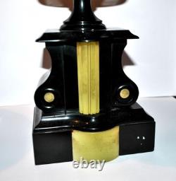 Lot de 2 Cassolettes Napoléon III Socle sellette notaire en marbre noir ancien