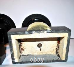 Lot de 2 Cassolettes Napoléon III Socle sellette notaire en marbre noir ancien