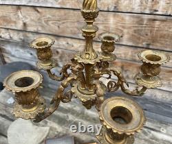 Lustre Bronze Doré Napoléon III XIXeme Ancien Lampe Couloir