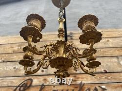 Lustre Bronze Doré Napoléon III XIXeme Ancien Lampe Couloir