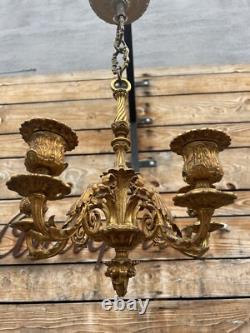 Lustre Bronze Doré Napoléon III XIXeme Ancien Lampe Couloir