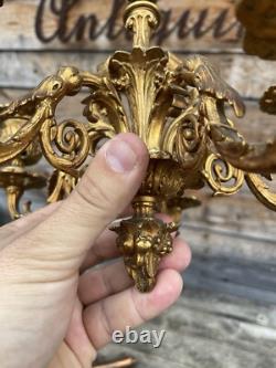 Lustre Bronze Doré Napoléon III XIXeme Ancien Lampe Couloir