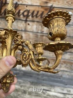 Lustre Bronze Doré Napoléon III XIXeme Ancien Lampe Couloir