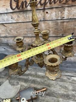 Lustre Bronze Doré Napoléon III XIXeme Ancien Lampe Couloir