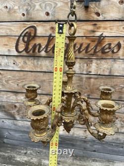 Lustre Bronze Doré Napoléon III XIXeme Ancien Lampe Couloir