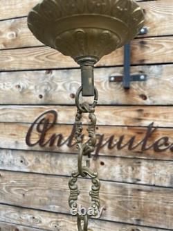 Lustre Bronze Doré Napoléon III XIXeme Ancien Lampe Couloir