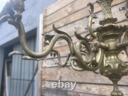 Lustre Bronze Napoléon III Gaz XIXeme Lampe a Pétrole Empire