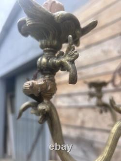 Lustre Bronze Napoléon III Gaz XIXeme Lampe a Pétrole Empire