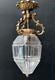 Lustre Lanterne Cristal Epais Ovoide A Facettes Monture Bronze Napoleon Iii